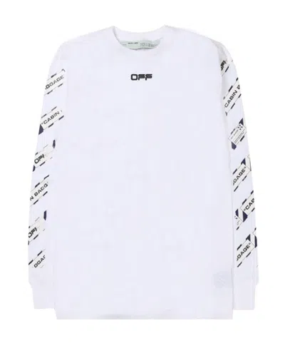 Off-white Logo Printed Long-sleeved T-shirt In White