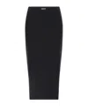 Off-white Fitted Midi Skirt In Stretch Technical Fabric With Front Logo Detail In Black