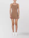 Off-white Logo Printed Mini Dress In Brown