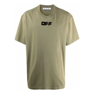 Off-white Logo Printing Round Neck Pullover Short Sleeve Loose Version Green
