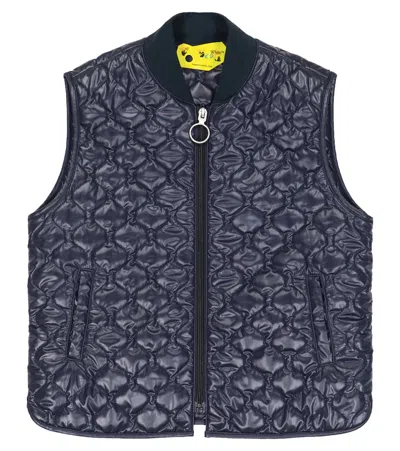 Off-white Kids' Logo Quilted Vest In Navy
