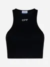 OFF-WHITE BLACK OFF LOGO RIBBED CROP TOP