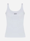 OFF-WHITE LOGO RIB-KNIT COTTON TANK TOP