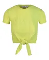 Off-white Logo Rib Knotted Crop In Green