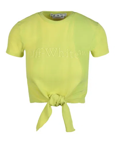 Off-white Logo Rib Knotted Crop In Green