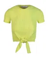 Off-white Logo Rib Knotted Crop In Green
