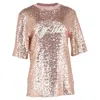 Off-white Logo Sequined T-shirt In Pink Polyester In Pink