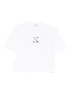 Off-white Cropped T-shirt With Silver Graphics In White