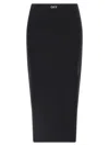 Off-white Fitted Midi Skirt In Stretch Technical Fabric With Front Logo Detail In Black