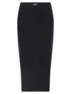 Off-white Fitted Midi Skirt In Stretch Technical Fabric With Front Logo Detail In Black