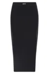 Off-white Fitted Midi Skirt In Stretch Technical Fabric With Front Logo Detail In Black