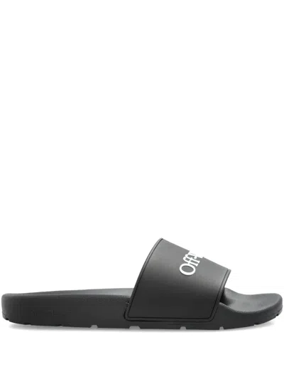 Off-white Logo Slides In Black