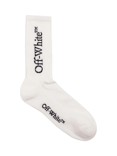 Off-white Logo Socks In White Black