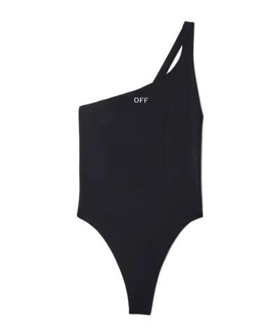 OFF-WHITE OFF-WHITE LOGO EMBROIDERED ONE-SHOULDER SWIMSUIT