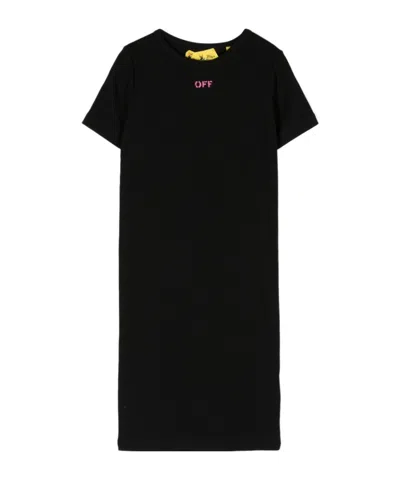 OFF-WHITE OFF-WHITE KIDS LOGO PRINTED CREWNECK DRESS