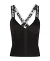 Off-white Logo-tape Knitted Top In Black