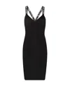 Off-white Logo Strap Knitted Mini Dress In Black