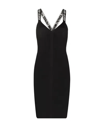 OFF-WHITE OFF-WHITE CRISS-CROSS STRAP V-NECK DRESS