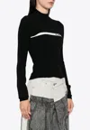 Off-white Logo-stripe Mock-neck Top In Black