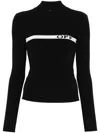 Off-white Logo-stripe Mock-neck Top In Multicolor