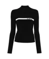 Off-white Logo-stripe Mock-neck Top In Black
