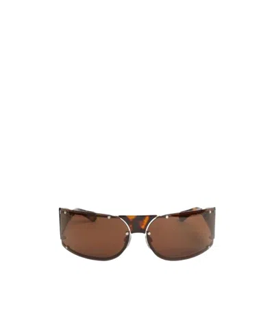 Off-white Logo Sunglasses In Brown