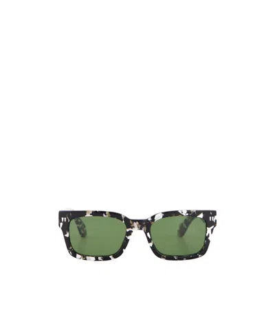 Off-white Logo Sunglasses In Green