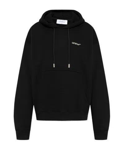 OFF-WHITE OFF-WHITE LOGO EMBROIDERED DRAWSTRING HOODIE