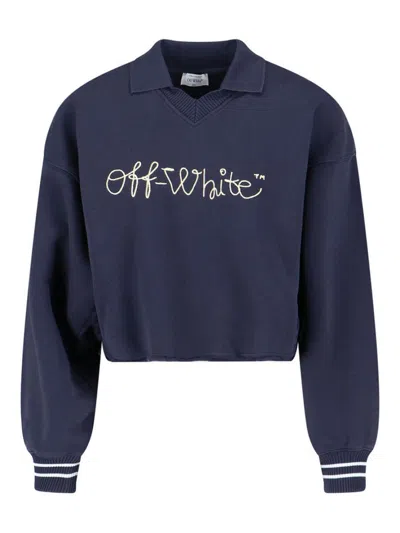 Off-white Logo Sweater In Blue
