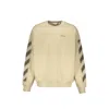 Off-white Beige Sweatshirt With Diagonal Stripes In Multi