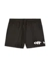 Off-white Kids Black Off Split Swim Shorts In Black