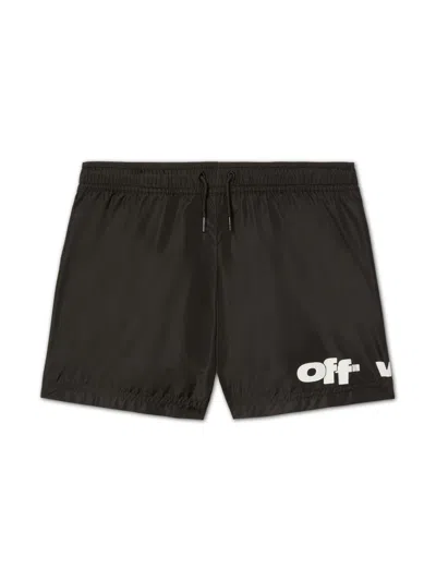 Off-white Kids' Off Split Swim Shorts In Black