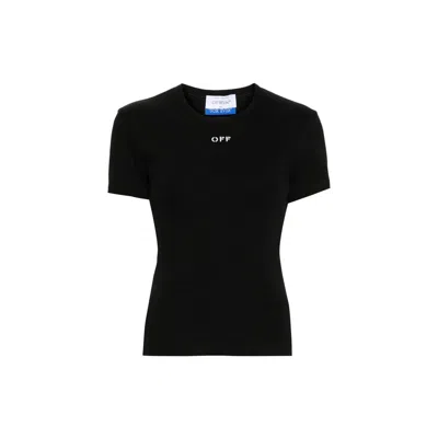 Off-white Slim Fit Black Cotton-elastane Logo T-shirt