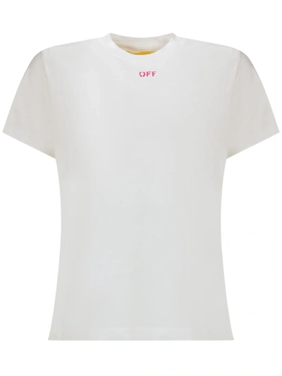 Off-white Kids' Logo T-shirt In White Fuchsia