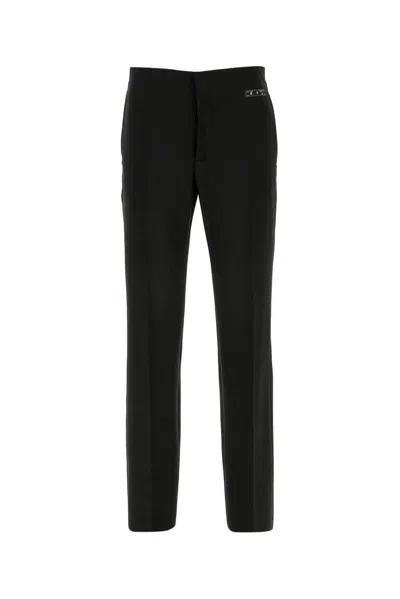 Off-white Logo Tag Straight Leg Trousers In Nero