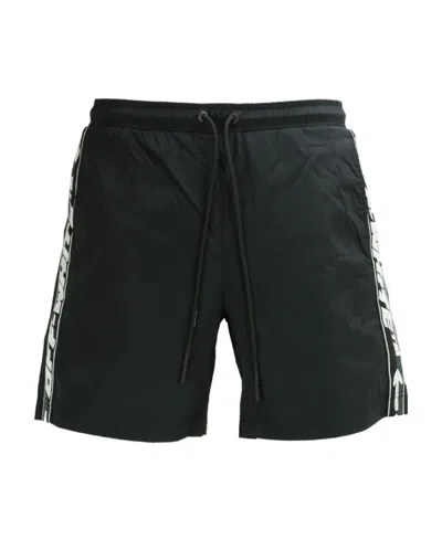 Off-white Logo-tape Beach Shorts In Black