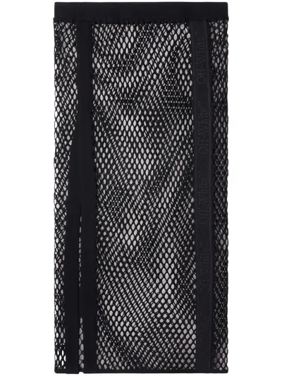 Off-white Logo-tape Mesh Skirt In Black