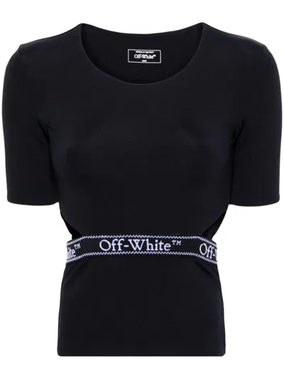 Off-white Logo-tape Open-back T-shirt In 黑色