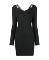 Off-white Ribbed Dress With Iconic Detail In Black