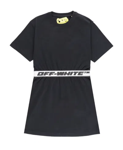 OFF-WHITE OFF-WHITE KIDS LOGO WAISTBAND SHORT-SLEEVED DRESS