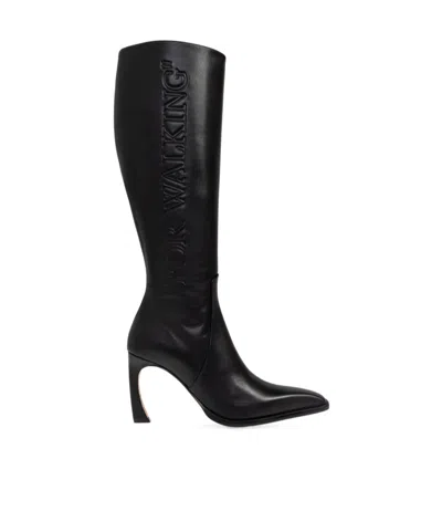 Off-white Logo Thigh-high Boots In Black