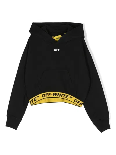 Off-white Logo-trim Hoodie In Black