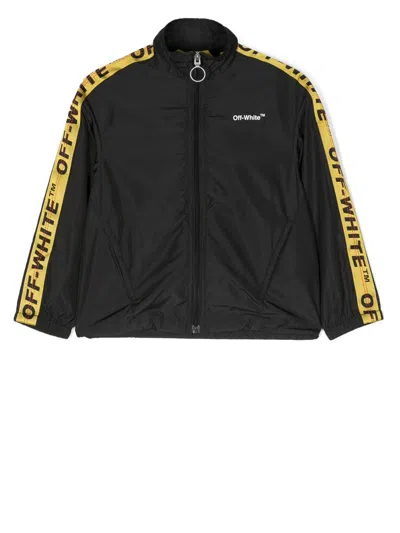 Off-white Kids' Logo-trim Jacket In Black Yellow