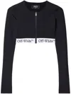 Off-white Zipped Crop Top With Logo Band In Black