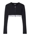 Off-white Zipped Crop Top With Logo Band In Black
