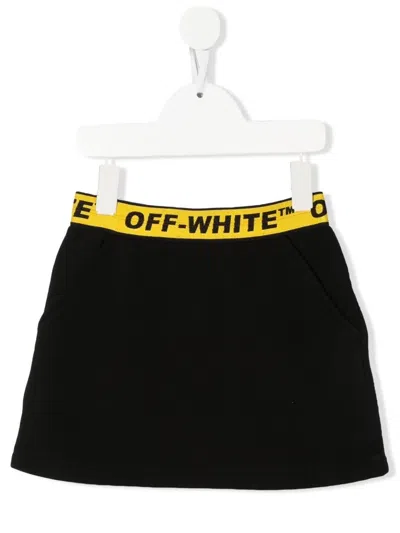 OFF-WHITE LOGO-WAISTBAND COTTON SKIRT
