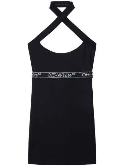 Off-white Off White Mini Dress With Logo Band In Black
