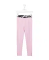 Off-white Logo-waistband Cotton Leggings In Pink