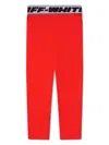 Off-white Logo-waistband Low-rise Leggings In Red
