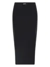 Off-white Fitted Midi Skirt In Stretch Technical Fabric With Front Logo Detail In Black